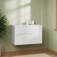 800mm White Fluted Wall Hung Countertop Vanity Unit - Melbourne