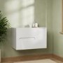 800mm White Fluted Wall Hung Countertop Vanity Unit - Melbourne