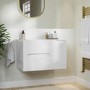 800mm White Fluted Wall Hung Countertop Vanity Unit - Melbourne