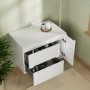 800mm White Fluted Wall Hung Countertop Vanity Unit - Melbourne