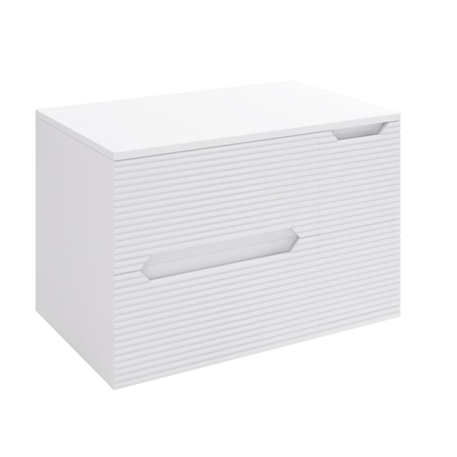 800mm White Fluted Wall Hung Countertop Vanity Unit - Melbourne