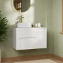 800mm White Fluted Wall Hung Countertop Vanity Unit with Basin – Melbourne