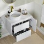 800mm White Fluted Wall Hung Countertop Vanity Unit with Basin – Melbourne