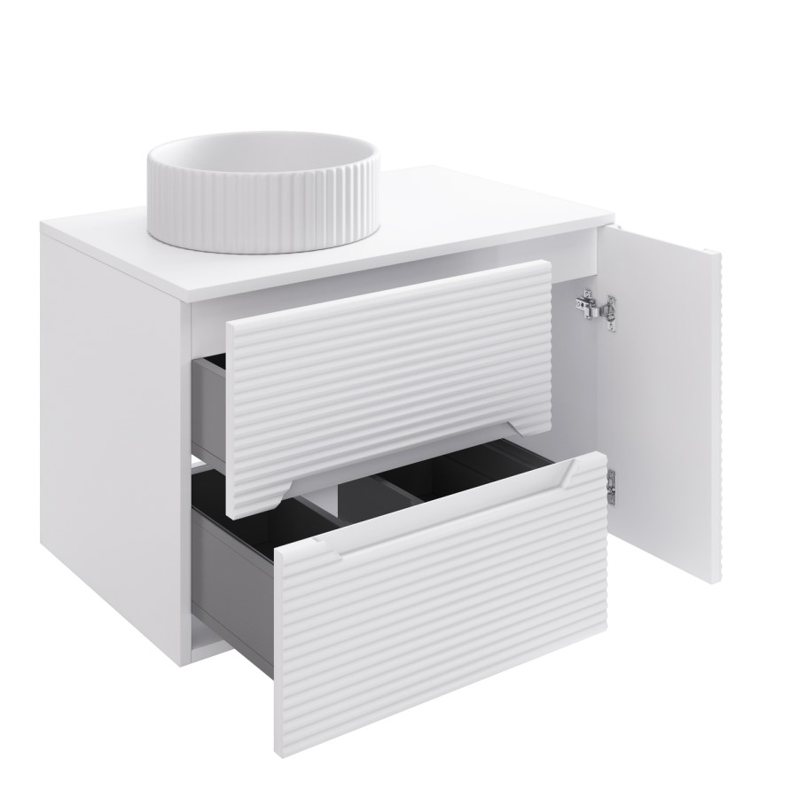 800mm White Fluted Wall Hung Countertop Vanity Unit with Basin – Melbourne