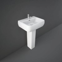 Rak Ceramics Rectangular Pedestal Basin 520mm  1 Tap Hole Rak Ceramics Rectangular Pedestal Basin 520mm  1 Tap Hole