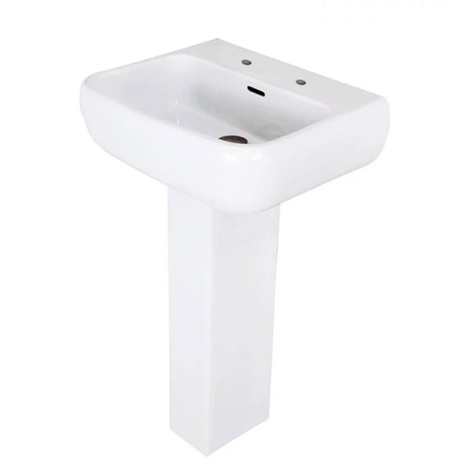 Rak Ceramics Rectangular Pedestal Basin 520mm 2 Tap Hole