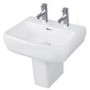 Rak Ceramics Rectangular Semi Pedestal Basin 520mm 2 Tap Hole