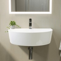Round Wall Hung Basin 607mm with Chrome Tap Bottle Trap and Waste - Milos Round Wall Hung Basin 607mm with Chrome Tap Bottle Trap and Waste - Milos
