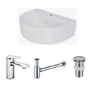 Round Wall Hung Basin 607mm with Chrome Tap Bottle Trap and Waste - Milos