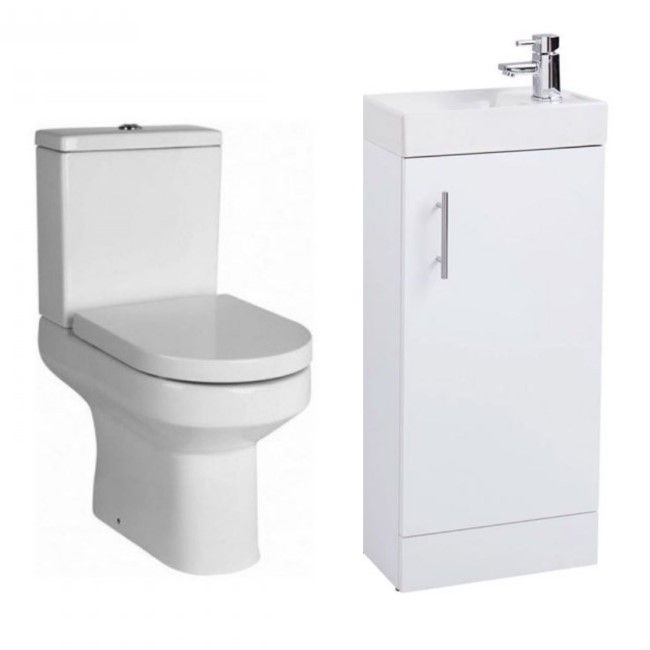 White Gloss Vanity Unit Cloakroom Suite