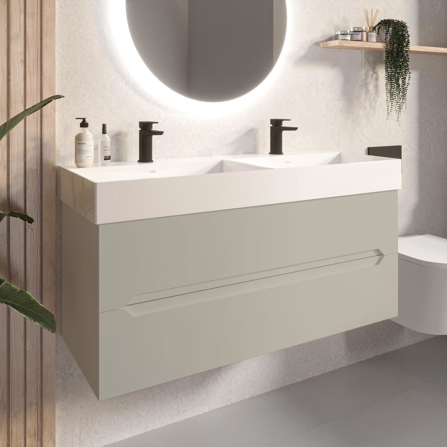 Morella Taupe 1200Mm Wall Hung Double Vanity Unit With Basin