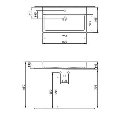 Grade A1 - 800mm Matt White Wall Hung Basin Vanity Unit - Morella