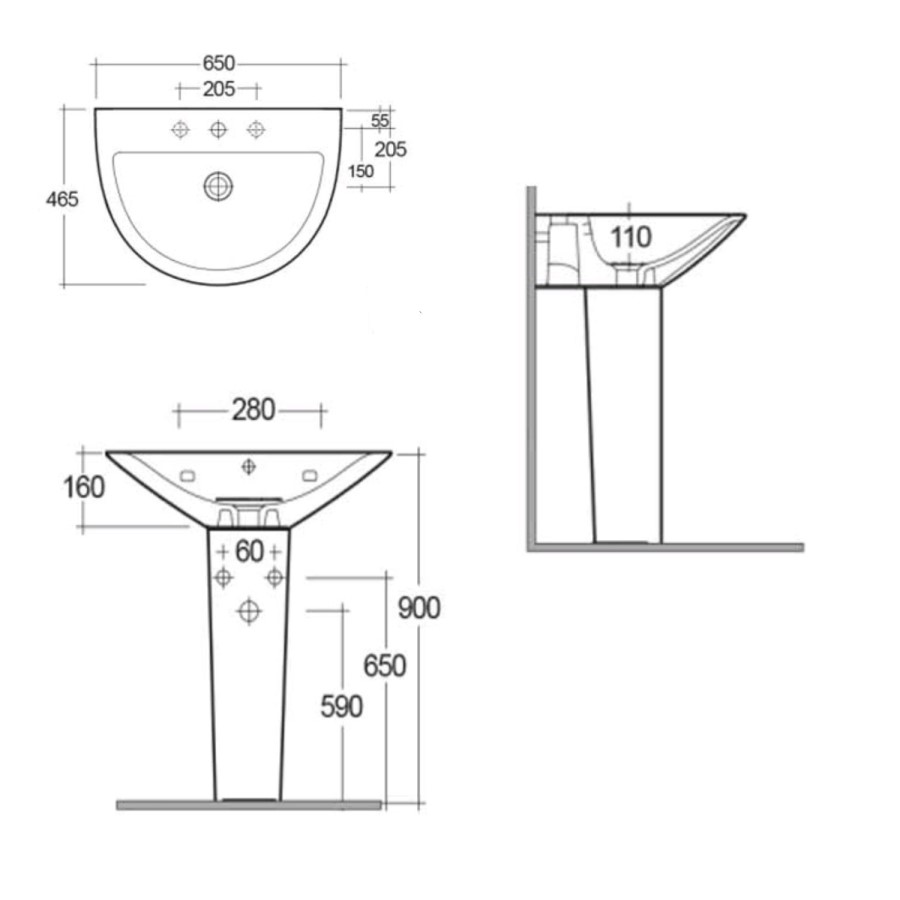 Rak Ceramics Modern Pedestal Basin 550mm
