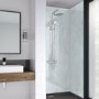 White Wall Panel 2420mm h x 1210mm w  with PLY Square Edged Edged Blue Eiger/Arctic Marble with Adhesive and Caps- Mermaid