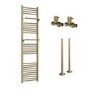 Brass Towel Radiator 1600 x 500mm with Pipe Kit and Straight Valves - Nazco