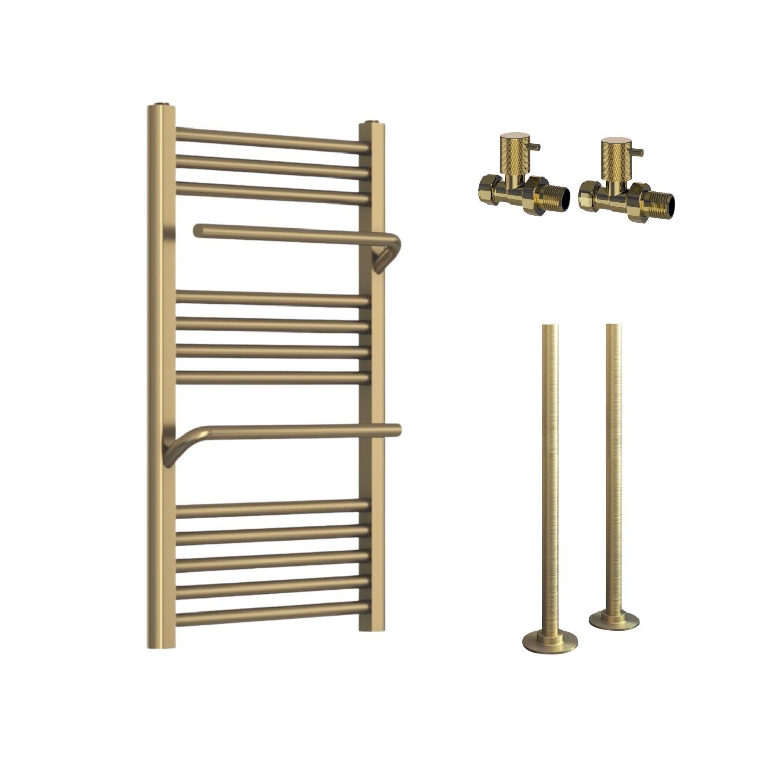 Facing Valve Types Brass Towel Radiator 800 x 500mm with Pipe Kit and Straight Valves ...
