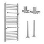 Chrome Towel Radiator 1000 x 500mm with Pipe Kit and Straight Valves – Nazco