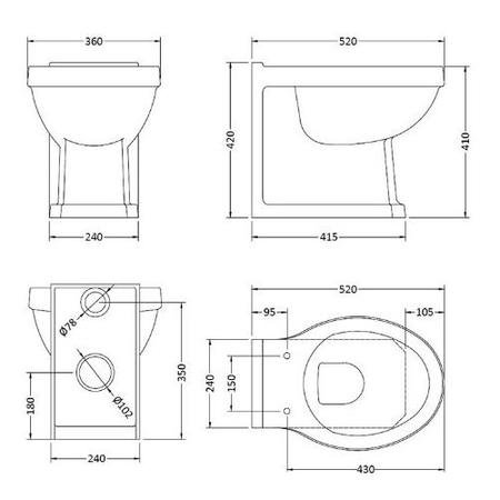 Park Royal Traditional Back to Wall Toilet with Soft Close Seat