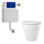 Newport Back to Wall Rimless Toilet with Soft Close Seat & Concealed Cistern With Brushed Brass Push Button