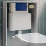 Albi Back to Wall Rimless Toilet with Soft Close Seat & Concealed Cistern With Brushed Brass Push Button