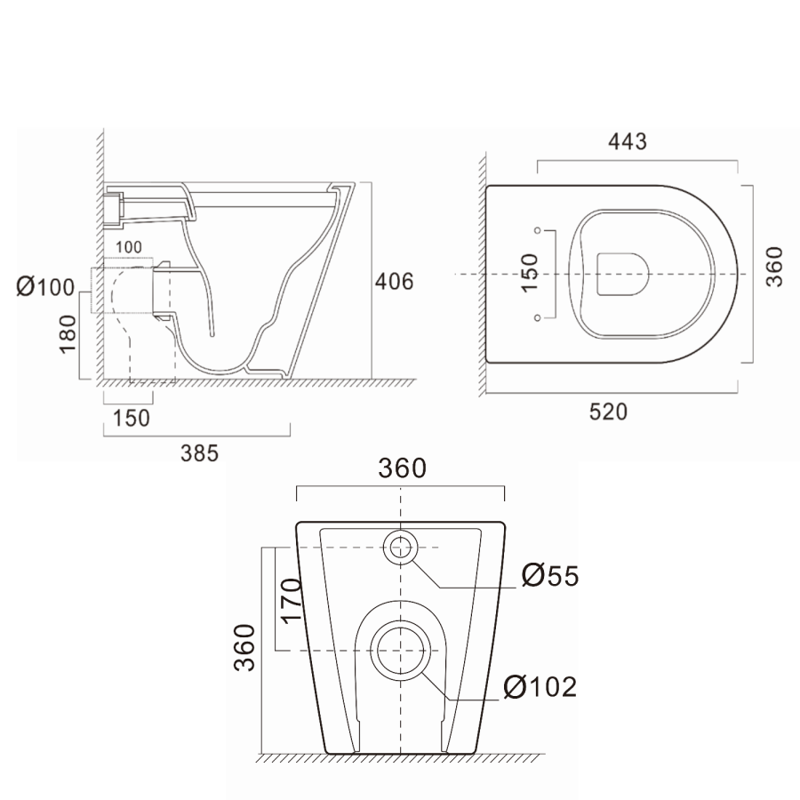 Newport Back to Wall Smart Bidet Japanese Toilet with Heated Seat - Purificare
