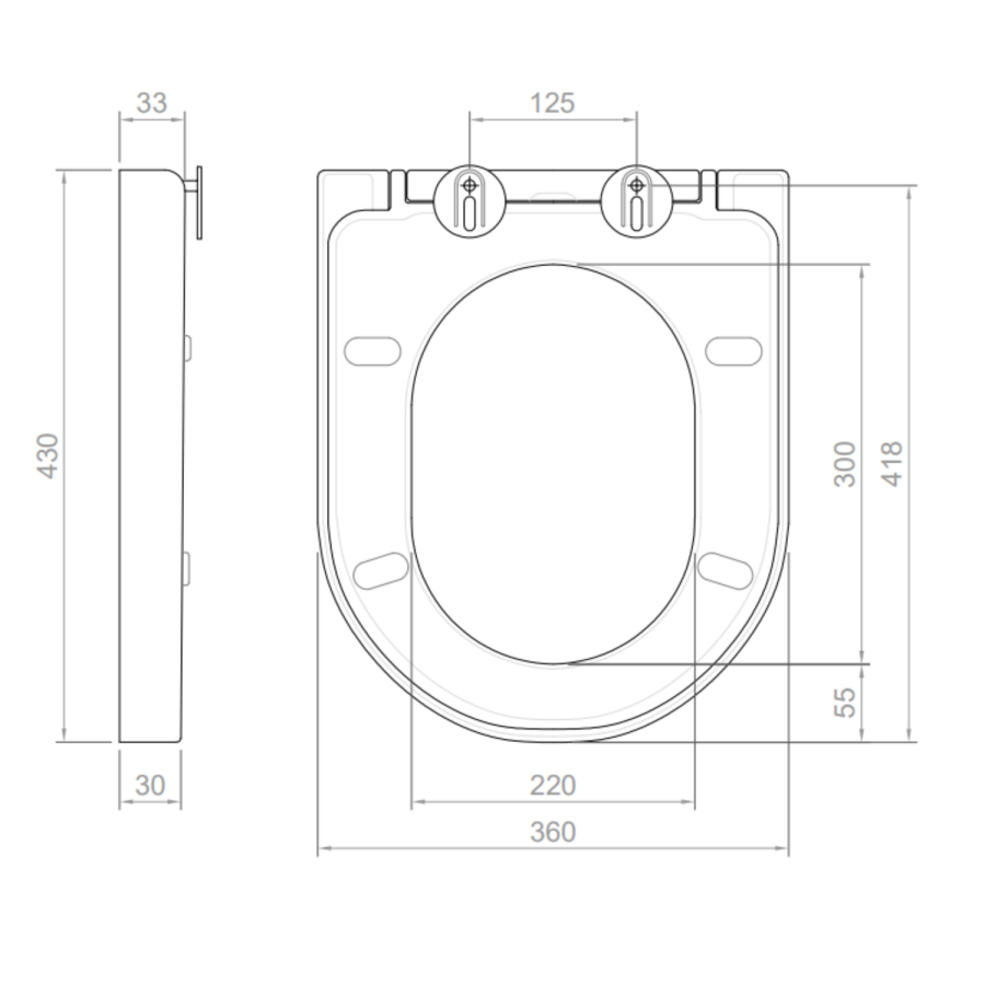 Close Coupled Rimless Closed Back Short Projection Toilet with Black Button and Tornado Flush - Newport