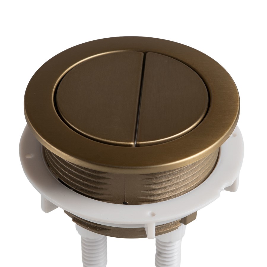 Close Coupled Rimless Closed Back Short Projection Toilet with Brushed Brass Button and Tornado Flush - Newport