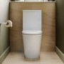 Close Coupled Rimless Closed Back Short Projection Toilet with Brushed Brass Button and Tornado Flush - Newport