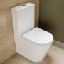 Close Coupled Rimless Closed Back Short Projection Toilet with Brushed Brass Button and Tornado Flush - Newport