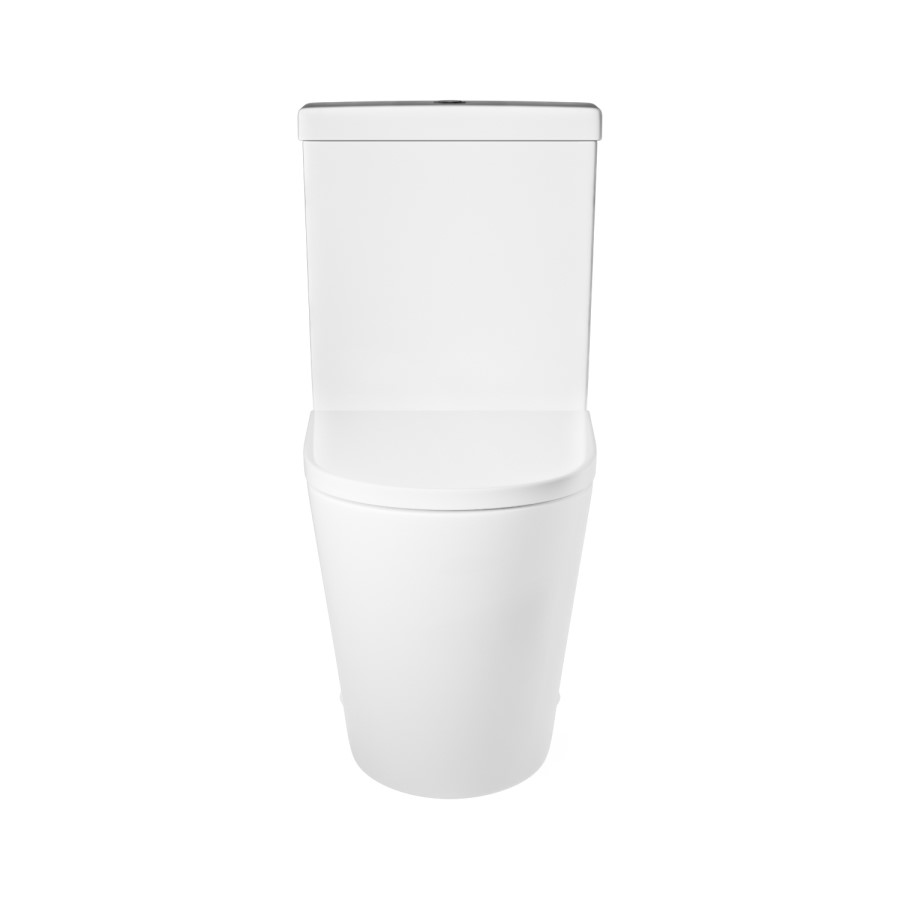 Close Coupled Rimless Closed Back Short Projection Toilet with Black Button and Tornado Flush - Newport