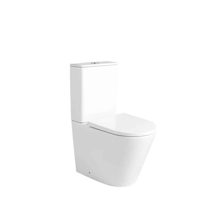 Close Coupled Rimless Closed Back Short Projection Toilet with Chrome Button and Tornado Flush - Newport
