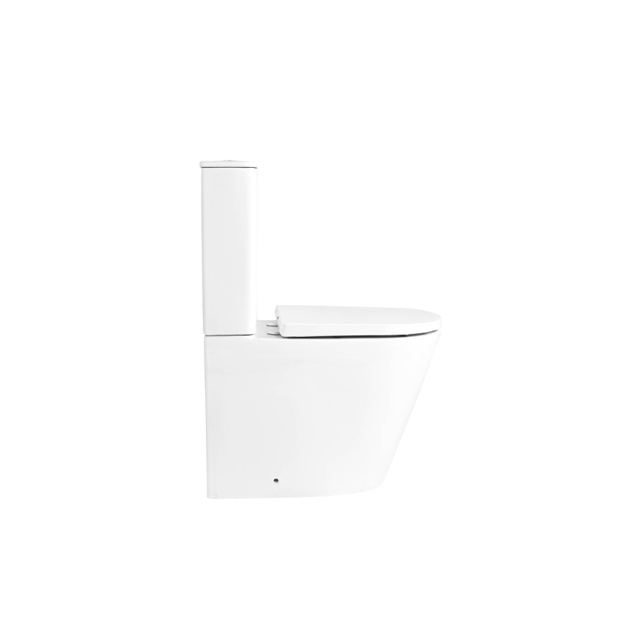 Close Coupled Rimless Closed Back Short Projection Toilet with Chrome Button and Tornado Flush - Newport