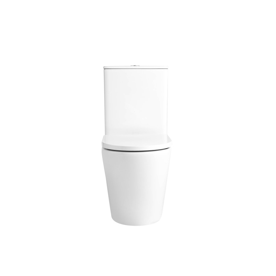 Close Coupled Rimless Closed Back Short Projection Toilet with Chrome Button and Tornado Flush - Newport