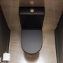 Matt Black Close Coupled Rimless Closed Back Short Projection Toilet with Chrome Button and Tornado Flush - Newport