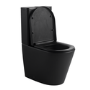 Matt Black Close Coupled Rimless Closed Back Short Projection Toilet with Brushed Brass Button and Tornado Flush - Newport