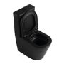 Matt Black Close Coupled Rimless Closed Back Short Projection Toilet with Brushed Brass Button and Tornado Flush - Newport
