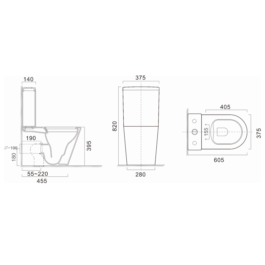 Newport Close Coupled Smart Bidet Japanese Toilet - Purificare