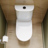Close Coupled Rimless Open Back Short Projection Toilet with Black Button and Tornado Flush - Newport