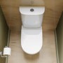Close Coupled Rimless Open Back Short Projection Toilet with Chrome Button and Tornado Flush - Newport