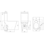 Close Coupled Rimless Open Back Short Projection Toilet with Chrome Button and Tornado Flush - Newport