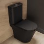 Matt Black Close Coupled Open Back Short Projection Toilet With Chrome Button -   Newport