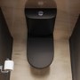 Matt Black Close Coupled Open Back Short Projection Toilet With Chrome Button -   Newport