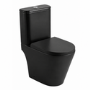 Matt Black Close Coupled Open Back Short Projection Toilet With Chrome Button -   Newport