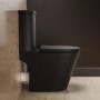Matt Black Close Coupled Rimless Open Back Short Projection Toilet with Chrome Button and Tornado Flush - Newport