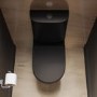 Matt Black Close Coupled Rimless Open Back Short Projection Toilet with Chrome Button and Tornado Flush - Newport