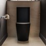Matt Black Close Coupled Rimless Open Back Short Projection Toilet with Chrome Button and Tornado Flush - Newport