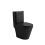 Matt Black Close Coupled Rimless Open Back Short Projection Toilet with Chrome Button and Tornado Flush - Newport