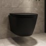 Matt Black Wall Hung Rimless Short Projection Toilet with Soft Close Seat – Newport