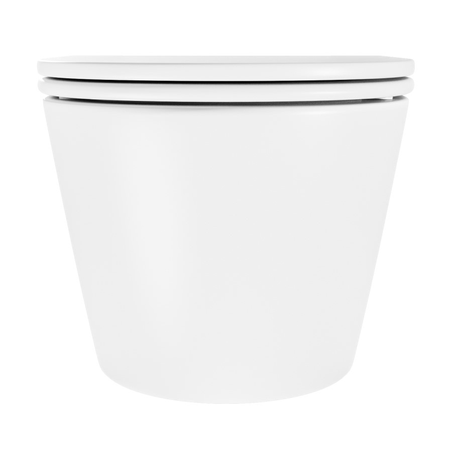 Matt White Wall Hung Rimless Toilet with Soft Close Seat, Matt Black Pneumatic Flush Plate, 820mm Frame & Cistern - Newport