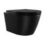 Matt Black Wall Hung Rimless Toilet with Soft Close Seat, Matt Black Pneumatic Flush Plate, 1170mm Frame & Cistern - Newport